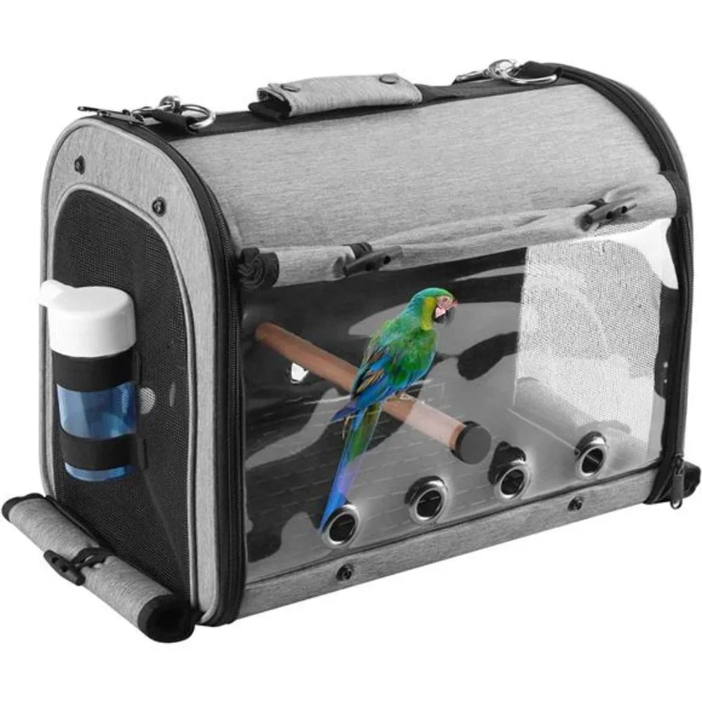 Bird Travel Bag Portable Bird Parrot Carrier Transparent Breathable Travel Cage